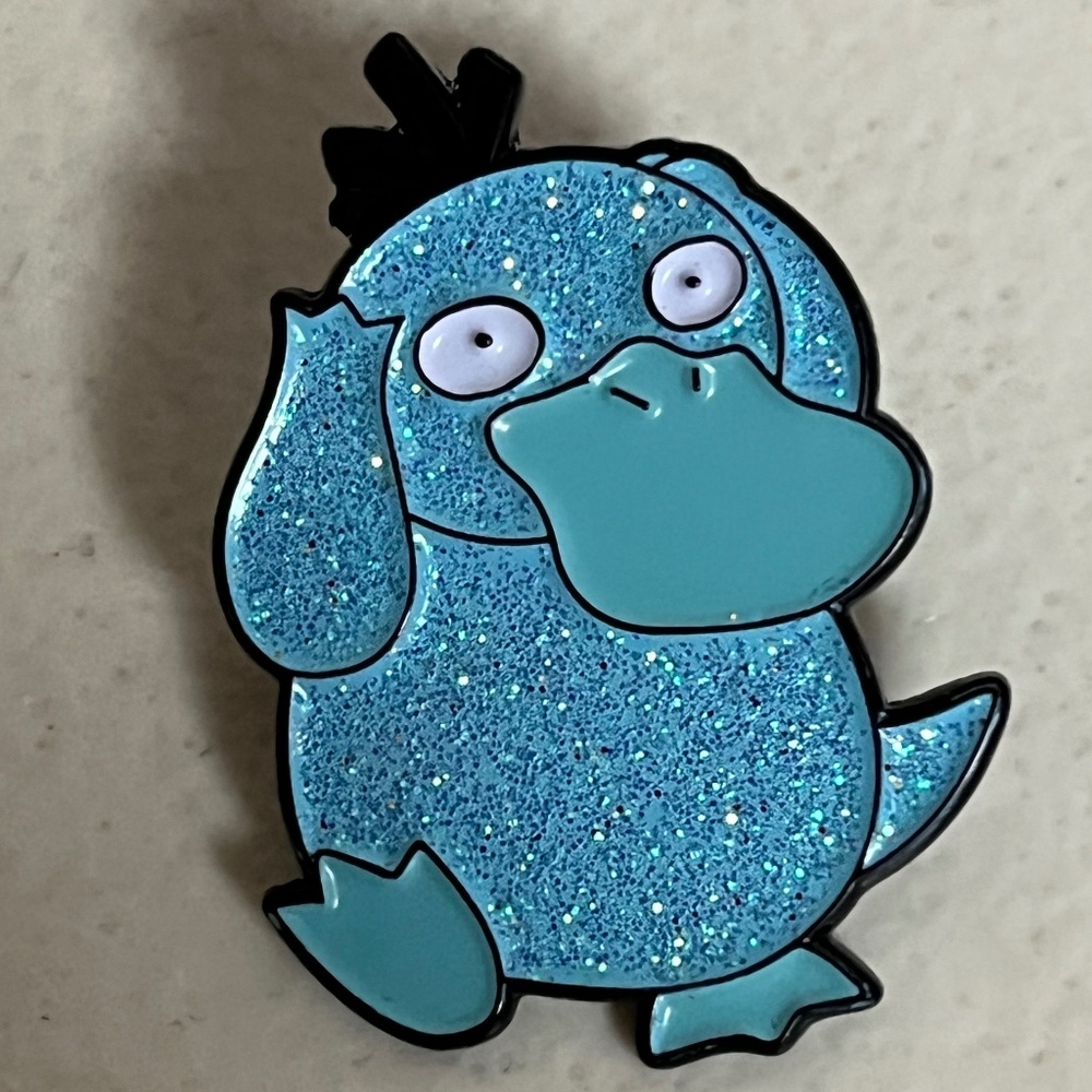 Psyduck Blu Glitter Pokemon Enamel Pin Sparkle Yellow Pins Brooch Hat Streetwear
